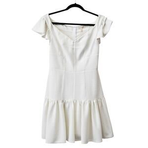Rebecca Taylor Snow White Stretch Short Sleeve Textured Dress Size 8